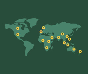 World map showcasing global locations for employee assistance services.