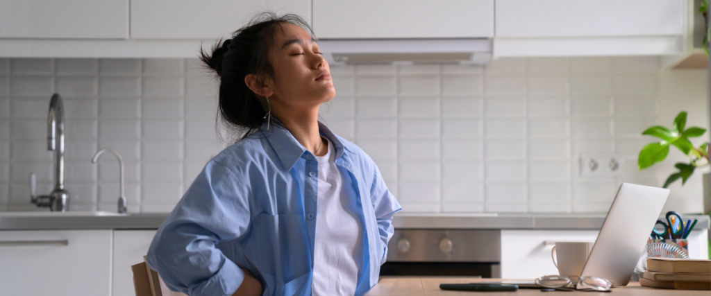 Employee finding relief and relaxation with an assistance program at home.